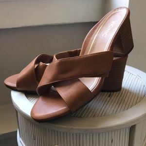 Tan mules never worn by Vionic